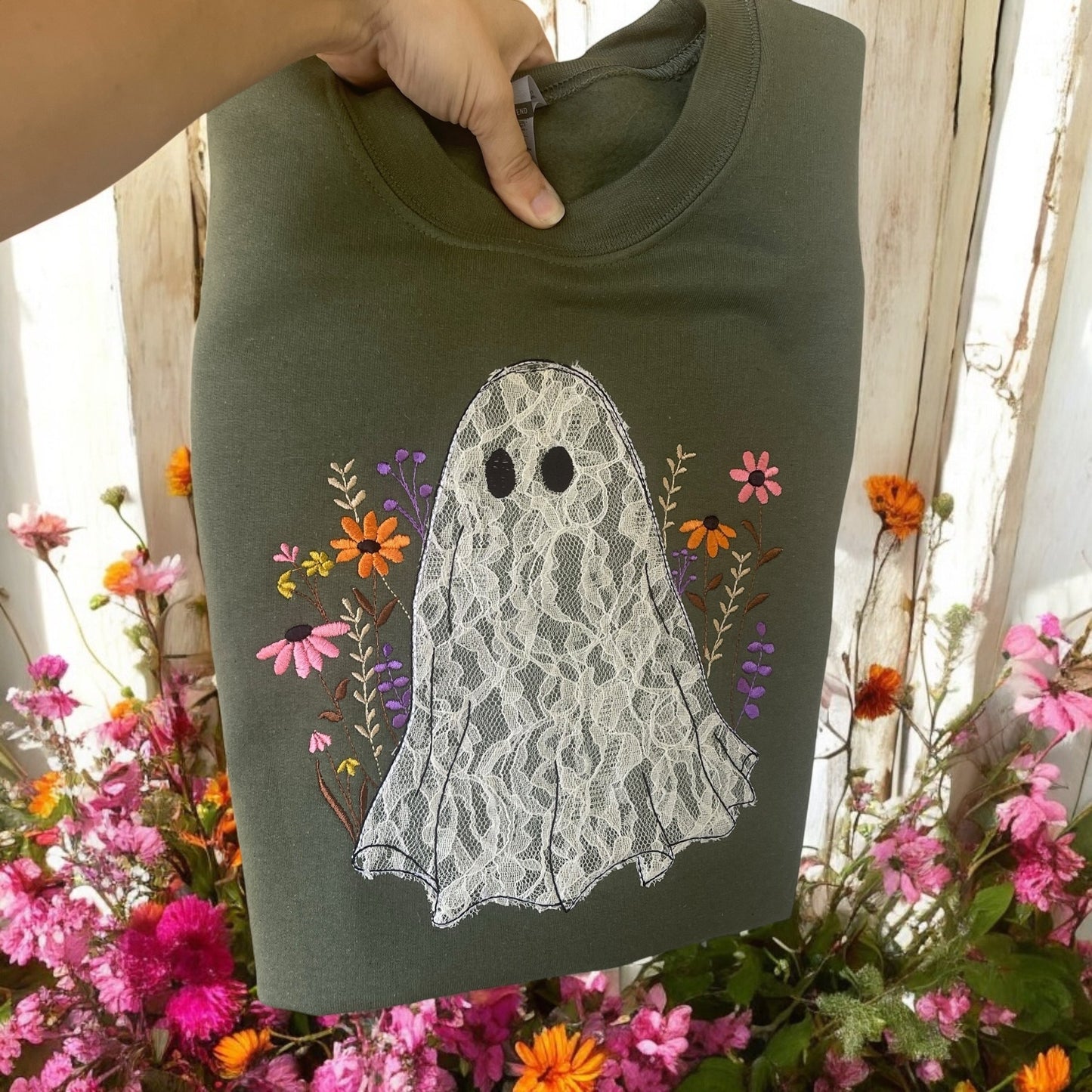 Floral Lace Ghost Sweatshirt