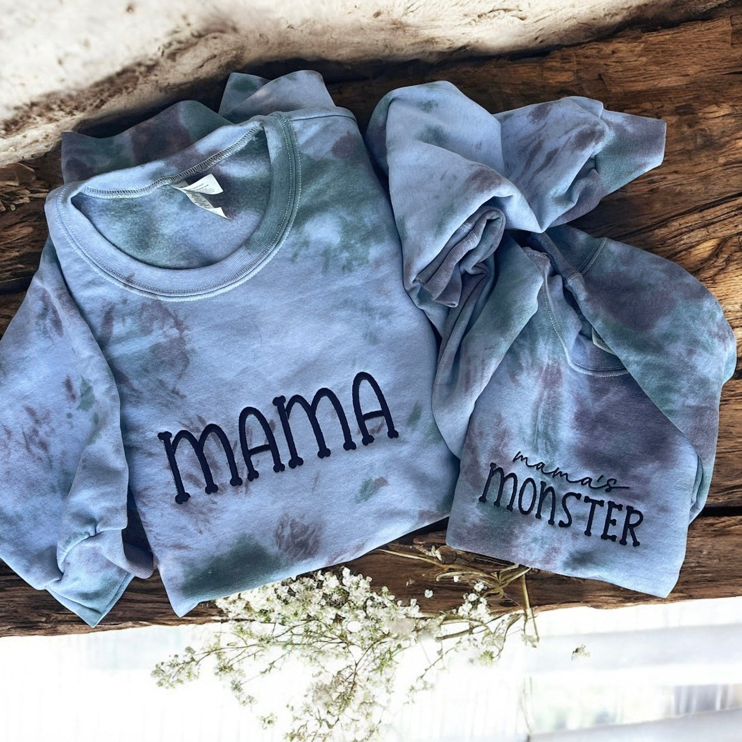 🍂 mama & mama's monster tye-dye sweatshirts - matching fall sets