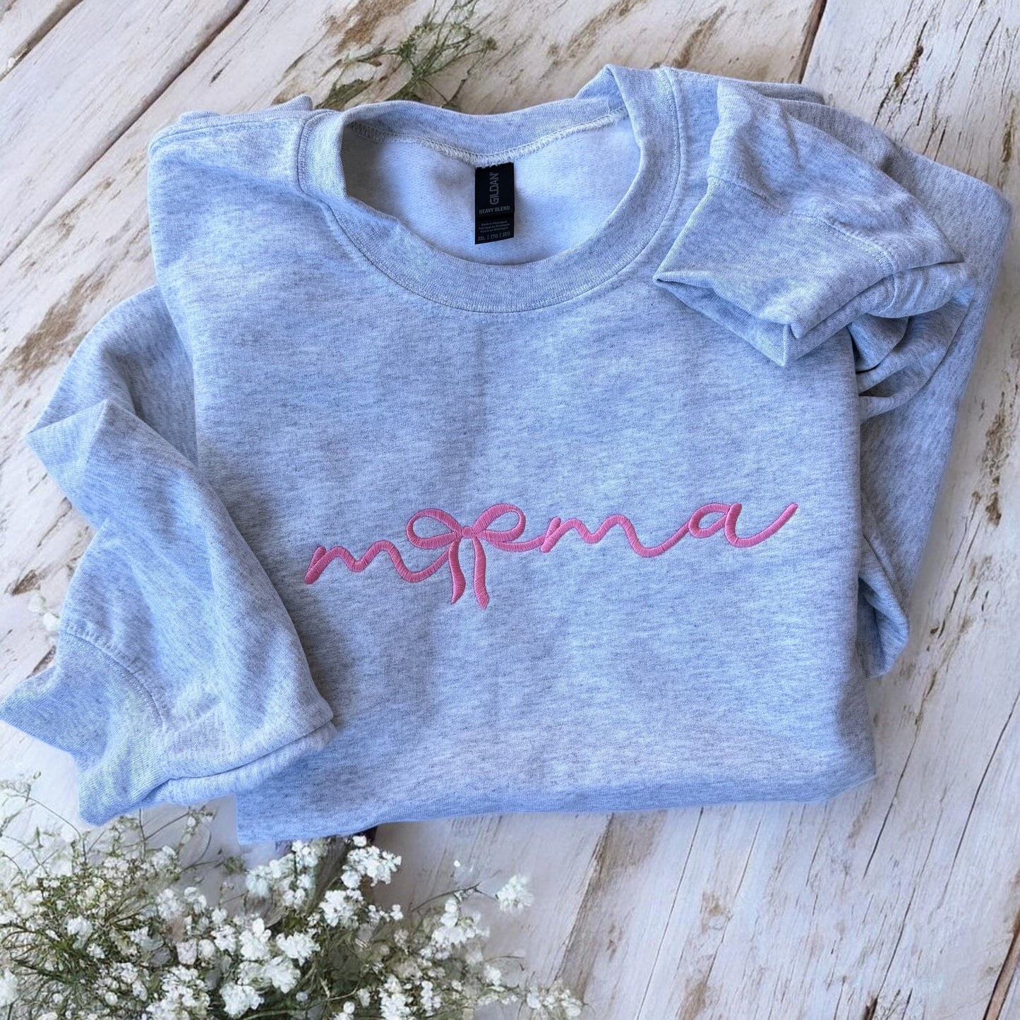 Mama Bow Embroidered Sweatshirt