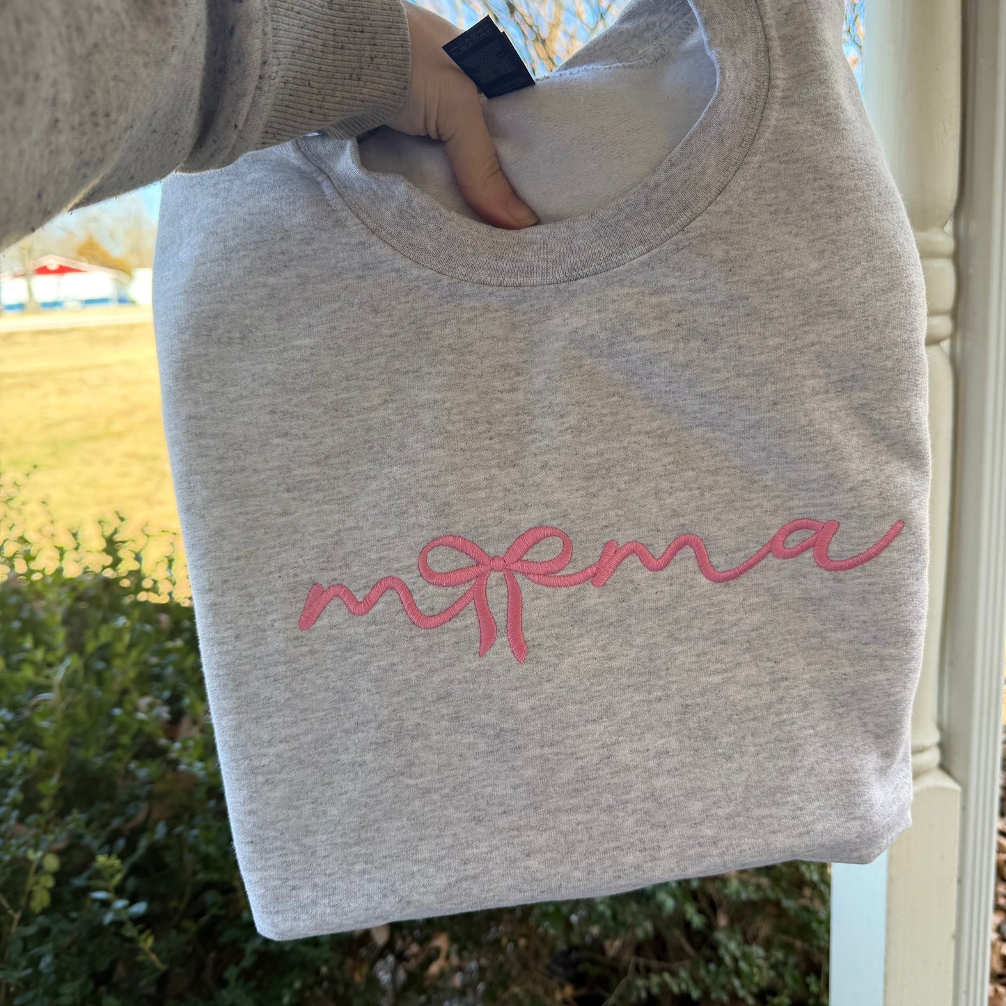 Mama Bow Embroidered Sweatshirt