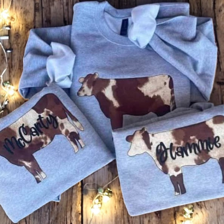 Cow Silhouette Embroidered Sweatshirt