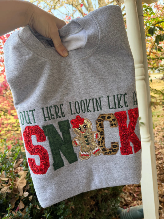 Origional Gingerbread “Snack” Appliqué Christmas Sweatshirt