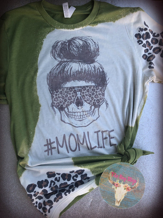 Mom Life Bleach Distressed tee
