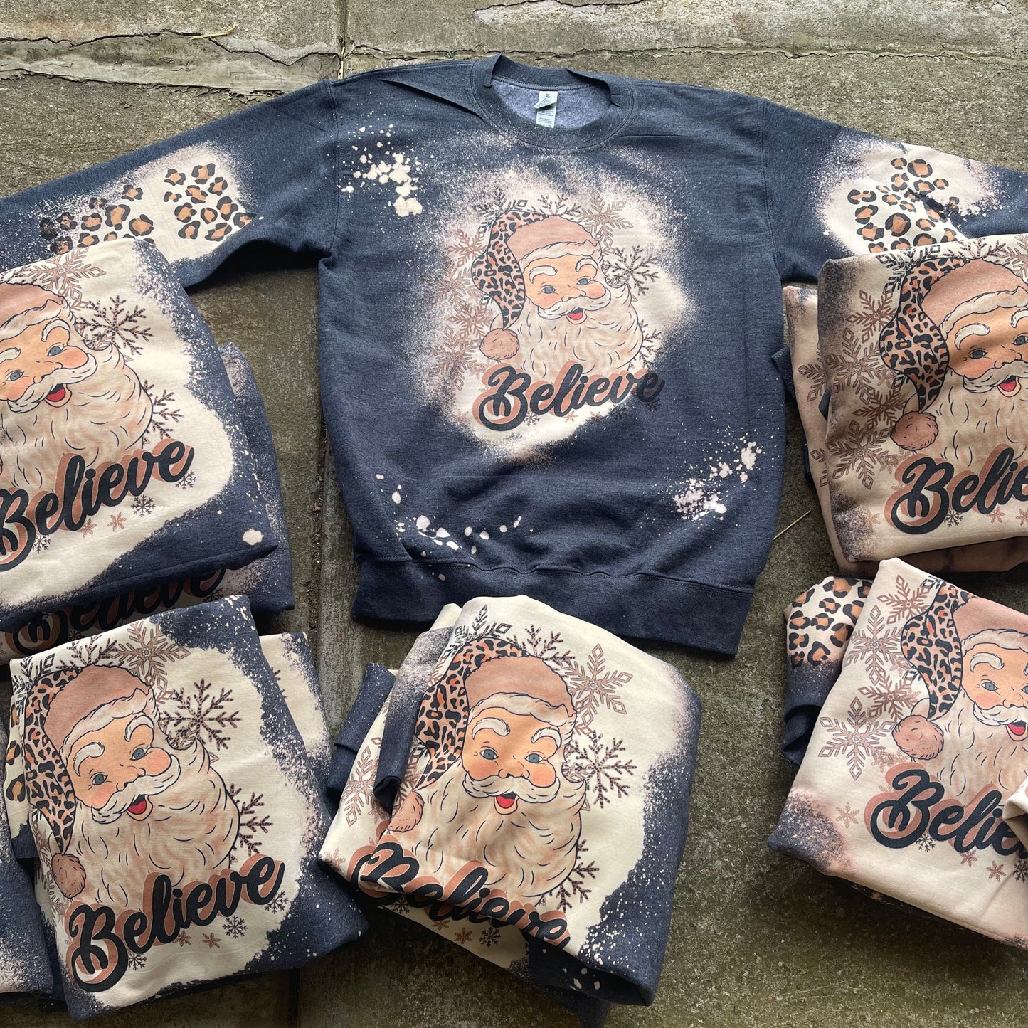 YOUTH Santa Believe Cheetah Sweatshirt or Hoodie